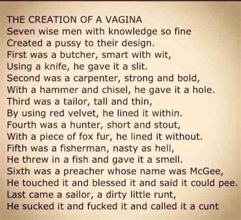 THE CREATION OF A VAGINA Seven Wise Men With Knowledge So Fine Created A Pussy To Their Design