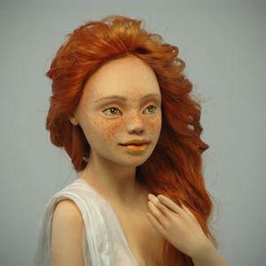 Art Doll Nude Sculpture Interior Doll Red Hair Paper Clay Collectible Dolls Nude Girl