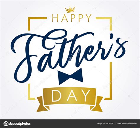 Happy Father Day Golden Lettering Greeting Card Happy Fathers Day Stock