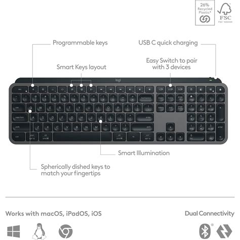 logitech mx keys  wireless keyboard quiet typing programmable keys