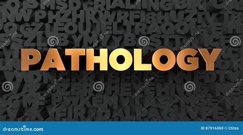 Pathology Gold Text On Black Background 3d Rendered Royalty Free