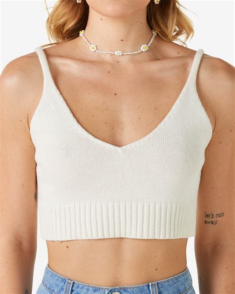 Riachuelo Top Cropped Feminino Decote V Tricot Branco Pool By Riachuelo