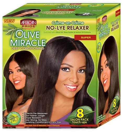 African Pride Olive Miracle Deep Conditioning No Lye Relaxer Super Kit