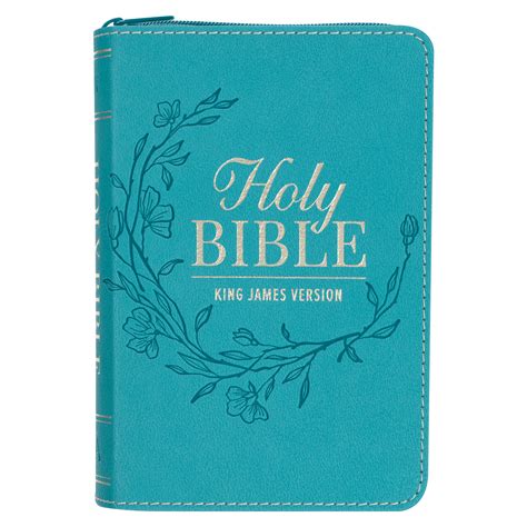 Aqua Faux Leather King James Version Pocket Bible with Zipper Closure ...