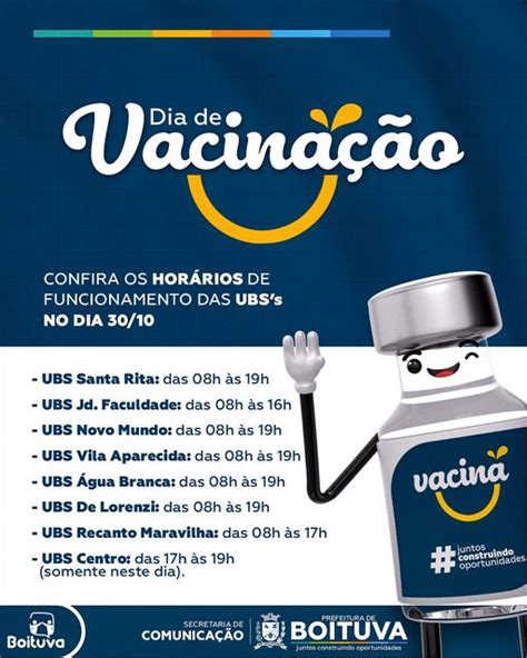 Dia De Vacina O Confira Os Hor Rios De Funcionamento Das Ubss Na