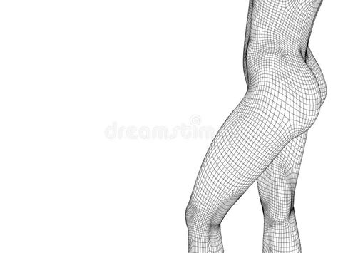 Polygonal Wireframe Girl Side View Nude Slim Girl D Stock Vector Illustration Of Line