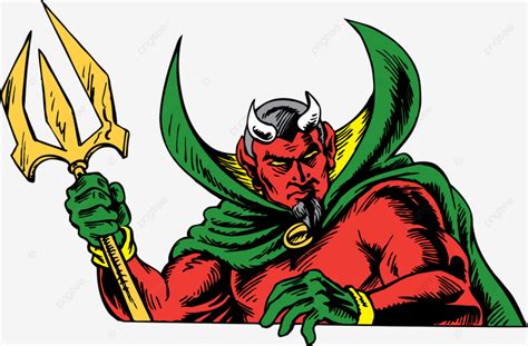 Devil Mascot With Trident Vector Illustration Satan Pitchfork Devil