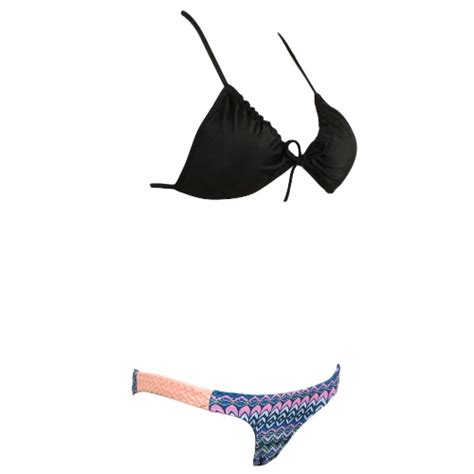 Sexy Women Triangle Bikini Set Tie Front Swimsuit Geometric Print Swimwear Padded Beach Bathing