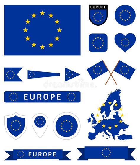 Grupo Da Bandeira Da União Europeia Ilustração do Vetor Ilustração de