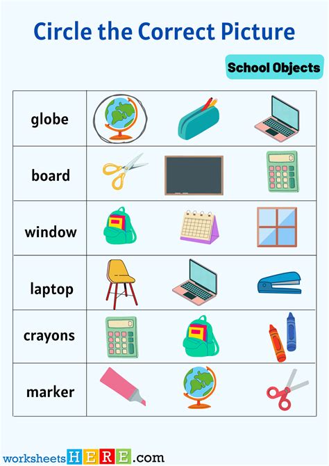 Circle Correct School Object, Find Classroom Objects Activity ...