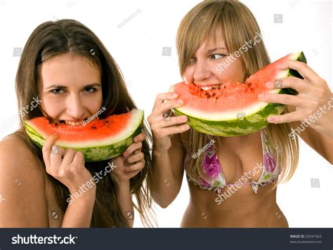 Sexy Girls Bikini Eating Watermelon Stock Photo 20291563 Shutterstock