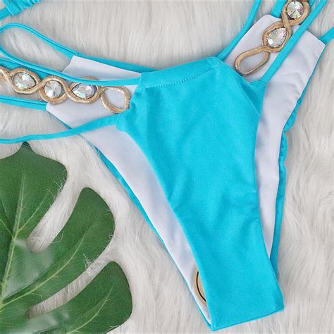 2022 New Detachable Chest Pad Crystal Diamond Hollow High Waist Solid Color Two Piece Bikini