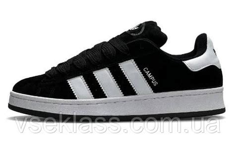 Мужские Adidas Campus 00s черные с белым натуральная замша кроссовки ...
