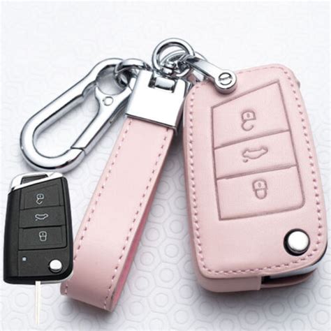 Pink Flip Remote Car Key Case Cover Holder Fob For Vw Polo Golf Tiguan