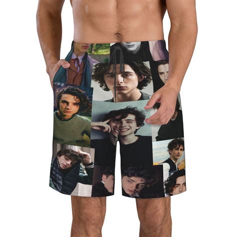 Mens Timothee Chalamet Swim Trunks Quick Dry Bathing Suits Holiday