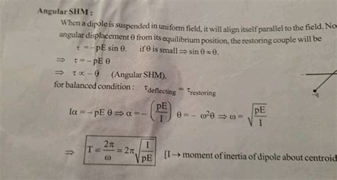 Angular SHM : When a dipole is suspended in uniform field, it will align