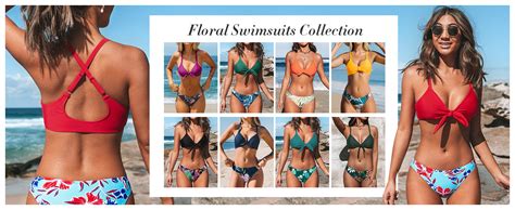 Amazon CUPSHE Women S Two Piece Bikini Set Floral Print Knot Bunny Tie Clothing Shoes