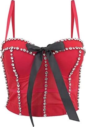 Minjisf Women S Sexy Deep V Bow Diamond Encrusted Shape Sexy Hot Girl Nightclub Top Shopstyle