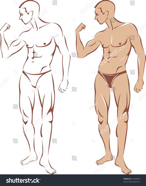 Nude Man Contour Silhouette Stock Vector Royalty Free 76162810