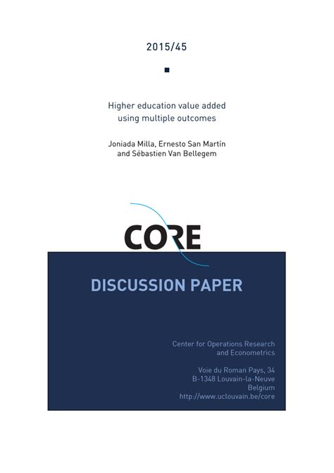 (PDF) Higher Education Value Added Using Multiple Outcomes