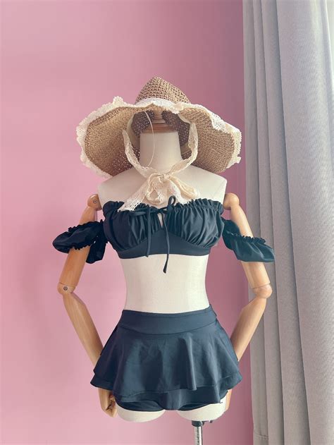 Đồ bơi nữ váy bikini váy 2 tầng kín đáo áo TAY CON trễ vai xinh xắn nhiều màu Shopee Việt Nam