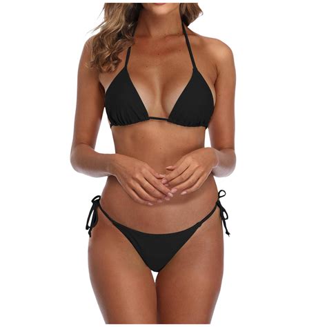 Pzocapte Bikini Swimsuit For Women Black Cut Out One Piece Swimsuit Black Brazilian String