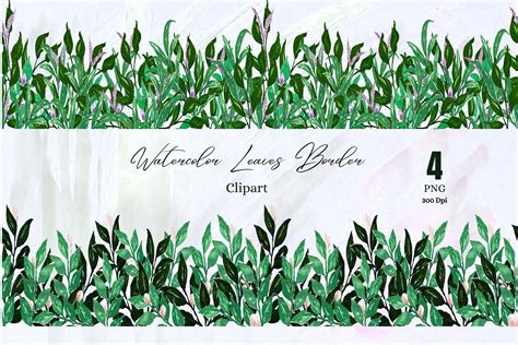 Watercolor Leaves Border Graphic by Justnaturephoto_shop · Creative Fabrica