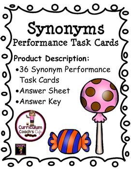 Synonym Performance Task Cards: Great for Daily Five! | TPT