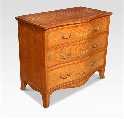 Painted Satinwood Serpentine Chest Of Drawers Shackladys Antiques