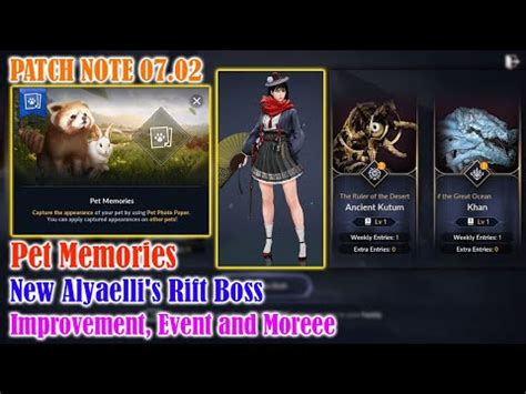 Patch Note Pet Memories Alyaelli S Rift New Outfit Event And More