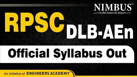 Rpsc Dlb Aen Syllabus Out Rpsc Aen Syllabus Rpsc Aen