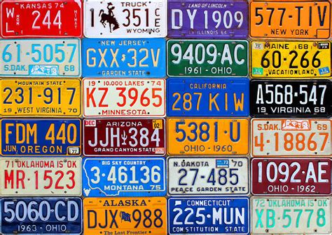 license plates   usa  colorful american history mixed media
