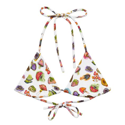 Mushroom Medley String Bikini Top Cute Adorable Mushrooms Morels Snail Cottage Swimsuit