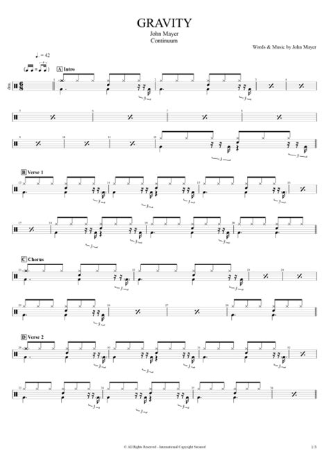 Gravity Tab By John Mayer Guitar Pro Full Score Mysongbook