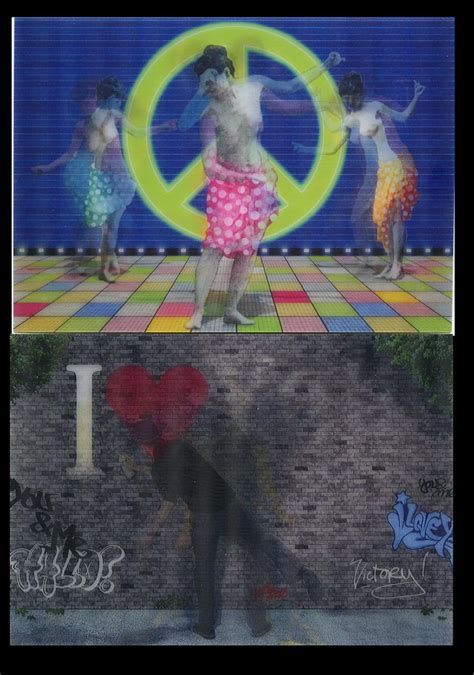 I Love You Graffiti Nude Peace Sing Dancers D Lenticular Postcards