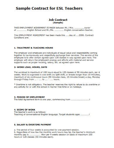 Teacher Contract 12 Examples Format How To Create Pdf