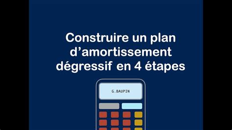 Comment Pr Senter Un Plan D Amortissement D Gressif En Tapes Youtube