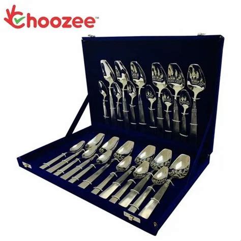 Silver Choozee Ss Rect Oval Design Cutlery Set Of 24 Pcs At Rs 700