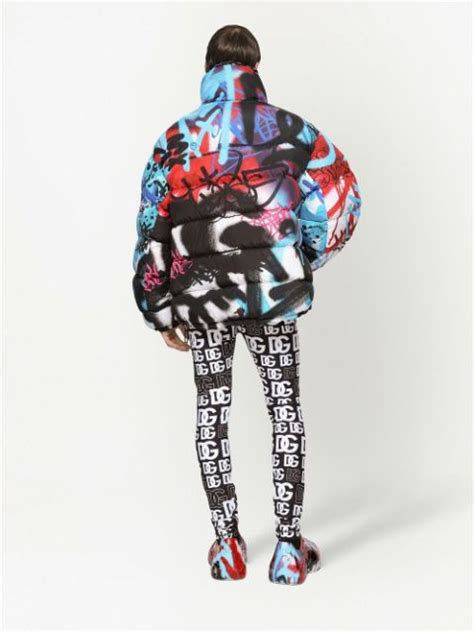 Dolce And Gabbana Oversized Graffiti Print Puffer Jacket Farfetch