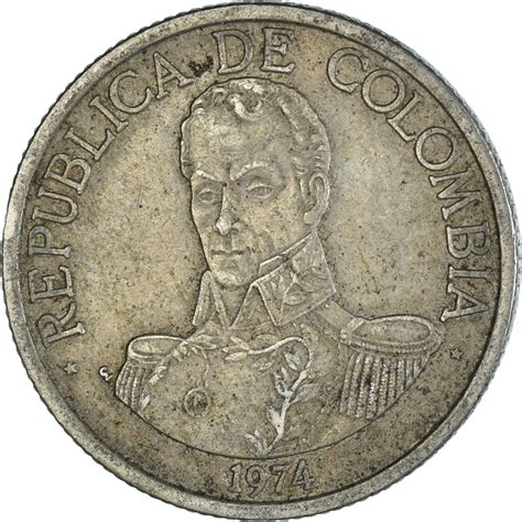 Coin Colombia Peso 1974 South American Coins