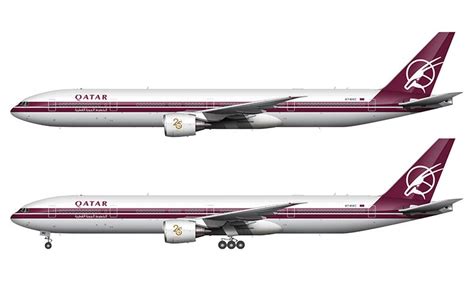 Qatar Airways Boeing 777 39dzer Illustration Retro Livery Norebbostock