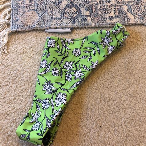 Green Bikini Bottoms With A Flower Design Green Depop