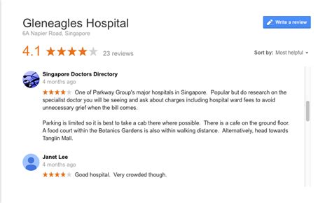 Gleneagles Hospital Singapore Reviews - A compilation