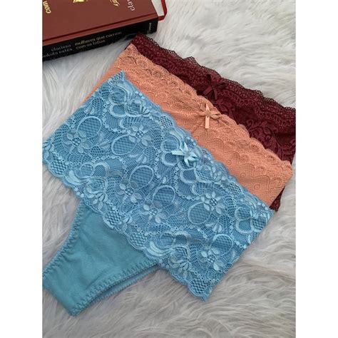 Calcinha Cinta Cintura Alta Cotton Rendada Modeladora Lingerie Feminina Yully Sensual Shopee