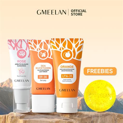 Gmeelan Facial Sunscreen Set With Exfoliating Gel With Whitening Cream