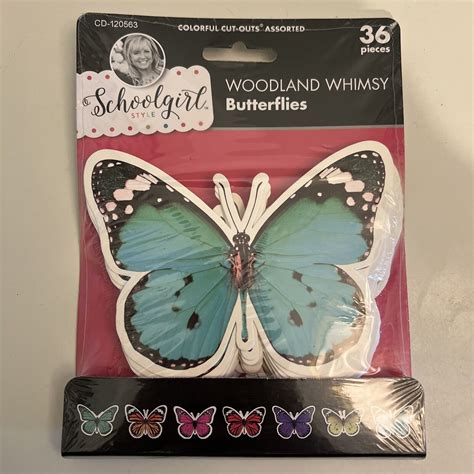 Schoolgirl Style 36pc Woodland Whimsy Butterflies Colorful Cut Outs