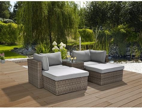 Greemotion Olea Polyrattan Garten Lounge Gruppe Teilig Grau