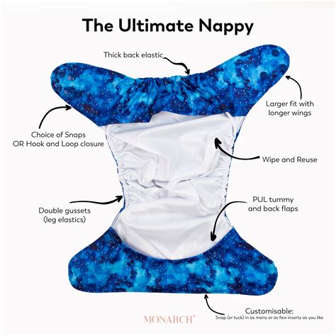 Monarch Ultimate Wipeable Cloth Nappy V20 Snowstorm Snaps Cloth