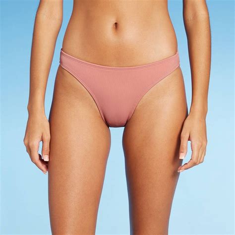 Juniors Ribbed Cheeky Bikini Bottom Xhilaration Mauve Xs In