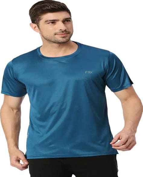 Buy Fabex Solid Men Round Neck Blue T Shirt Online At Best Prices In